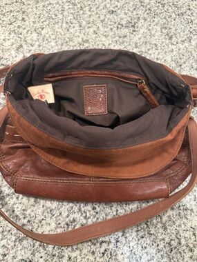 Lucky Brand Cognac Brown Leather Messenger Bag 100% lamb leather